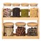 Basicwise Minimalist Two-Tier Bamboo Lazy Susan Turntable with 8 Pcs 12 oz Airtight Lid Glass Jars, Versatile Spice Rack Organizer, Perfect for Kitchen Countertops, Dining Tables, and Pantry Cabinets